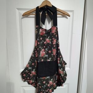 Black Floral Apron